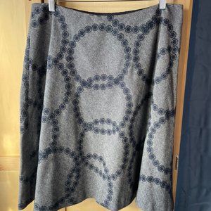 Boden Libby Embroidered Blue Knee Length Skirt, Size 12/L